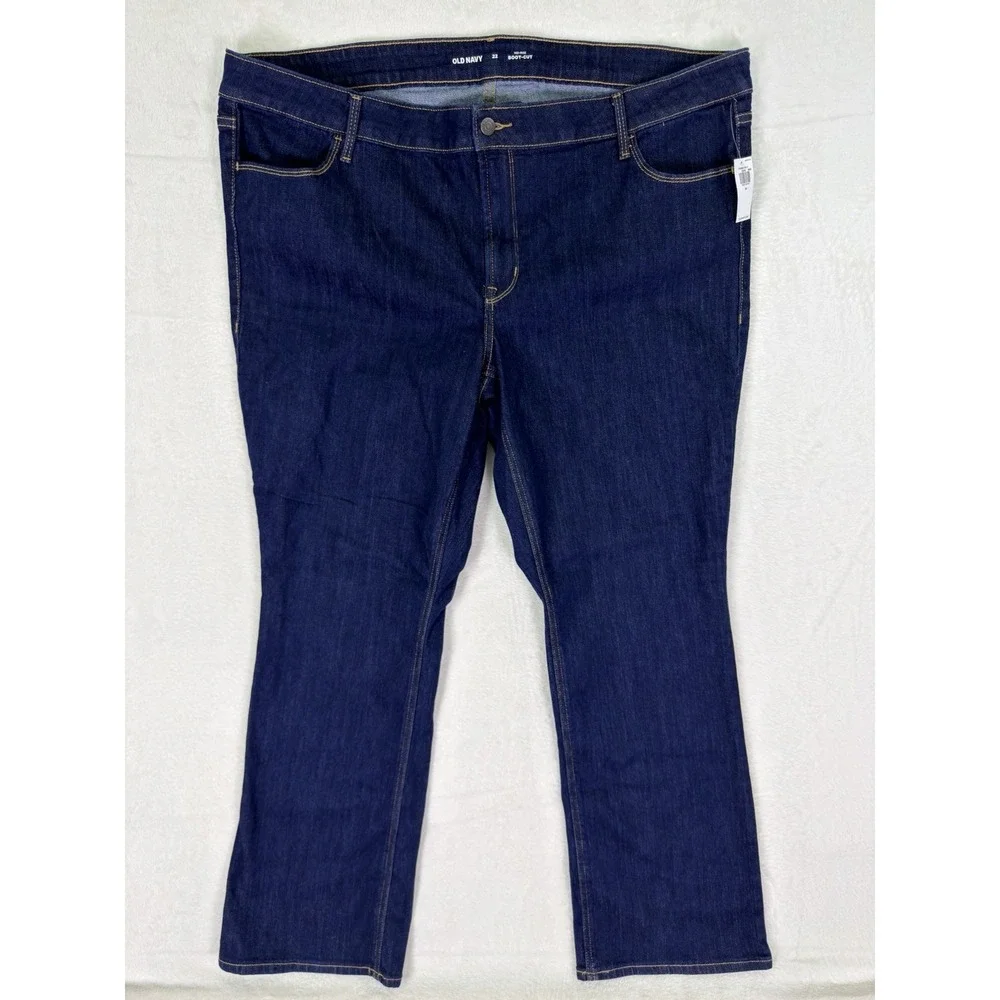 New Old Navy Jeans Womens 22 Plus Blue‎ Dark Wash Mid Rise Wow Bootcut Stretch